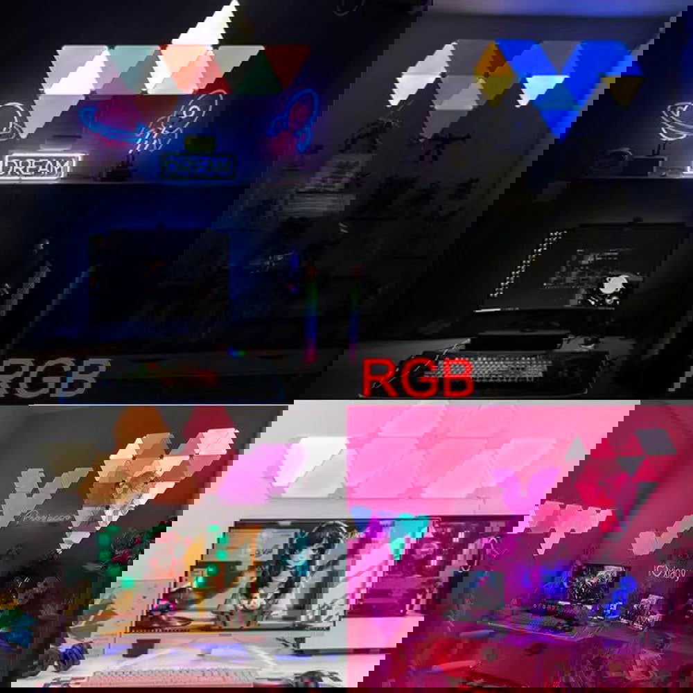 RGB Triangular Game Room Ambience LED Wall Lamps - Vivid Setups