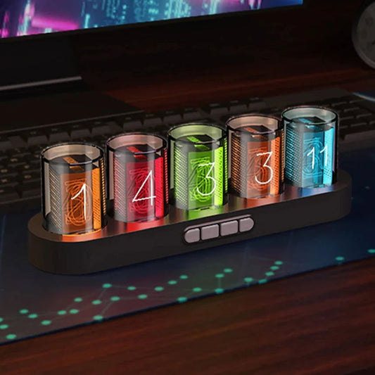 RGB Tube LED Desk Clock - Vivid Setups